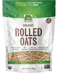 NOW Foods Organic Rolled Oats Source of Fiber Protein and Iron 100 Whole Grain Product of the USA 24Ounce Packaging May Vary