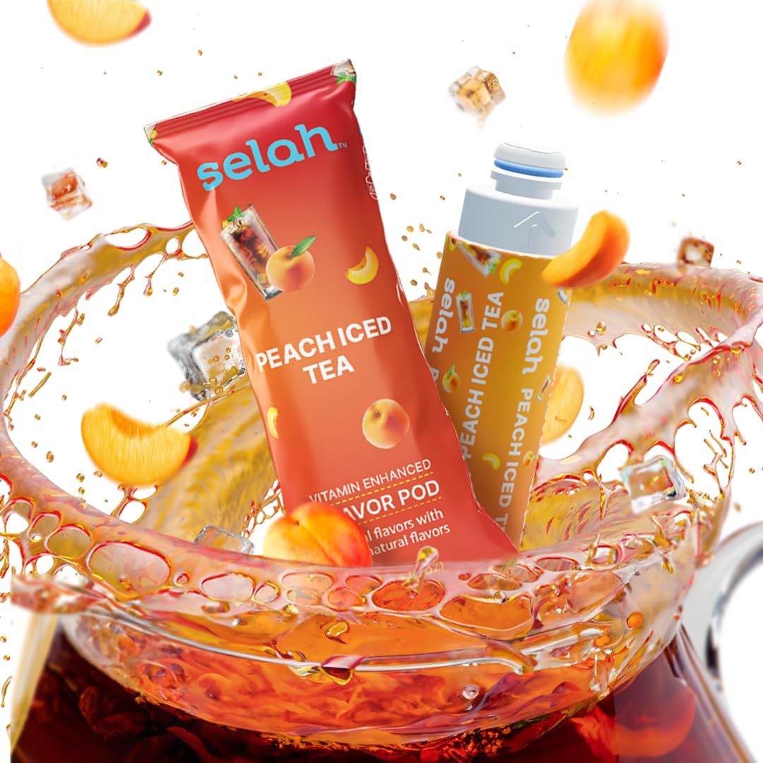 Selah Flavor Pods  Water Enhancer Refill Pods for Selah Water Bottle  Fruit punch Watermelon Green Apple Strawberry Lemonade Peach Pineapple Lemon Orange Sport Watermelon Sport Berry Energy  Flavored Five Pack Of Refill Pods Peach Iced Tea