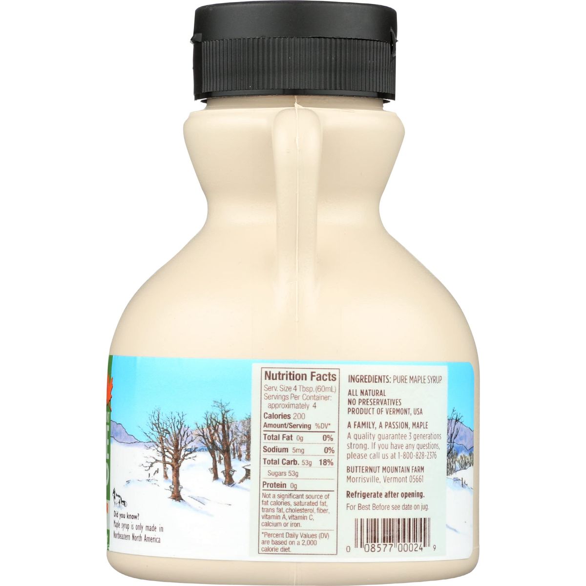 Butternut Mountain Farm Rich Amber Maple Syrup Jug 8 FZ