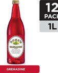 Roses Grenadine 1 L bottle Pack of 12 Made with Pomegranate Flavor Mixer to Add to Cocktails and NonAlchoholic Drinks Trusted by Bartenders