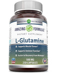 Amazing Formulas L-Glutamine 500mg 250 Capsules Supplement | Non-GMO | Gluten Free | Made in USA