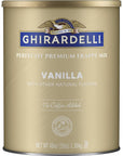 Ghirardelli Vanilla Premium Frappe Mix 3 lb Can with Ghirardelli Stamped Barista Spoon