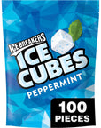 ICE BREAKERS Ice Cubes Peppermint Sugar Free Chewing Gum Pouch, 8.11 Oz (100 Pieces)