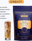 CREA8T Barrel Aged Cold Brew Smoked Scotch flavored coffee  Pack of 4 Cold Brew GROUND Filter packets 25oz each totalling 10oz