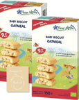 Organic Baby Oatmeal Cookies Bundle. Include Two 5.3 Oz Boxes of Fleur Alpine Oatmeal Baby Snacks and a Free Modovik Shopping List. Non GMO and No Palm Oil Oatmeal Cookies For Teething Babies.