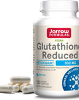 Jarrow Formulas Glutathione Reduced 500 mg - 120 Veggie Capsules - Intracellular Antioxidant - Quality Glutathione Supplements - Supports Recycling of Vitamins C & E - Non-GMO - Gluten Free - Vegan