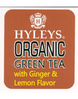 Hyleys Organic Green Tea Ginger and Lemon Flavor  25 Tea Bags