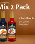 Syruvia Blue Curacao  Strawberry Summer magic Variety Pack  254oz Ideal for Cocktails Desserts Italian Soda Ice and More Kosher and GlutenFree