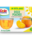 Dole Fruit Bowls Diced Peaches in 100 Juice Snacks 4oz 4 Total Cups Gluten  Dairy Free Bulk Lunch Snacks for Kids  Adults