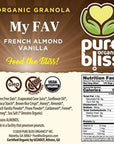 Pure Bliss Organic Granola (French Vanilla Almond) Gluten Free, Non-GMO, Best Tasting Natural Healthy Snack, Hand Made Delicious Granola Cereal, Simple Superfood Ingredients (Value Pack 3 x 11oz Bags)