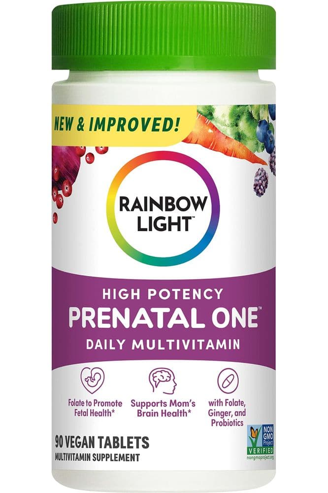 Rainbow Light High-Potency Prenatal One Multivitamin, Prenatal Health Multivitamin Supports Mom&#39;s Health and Baby&#39;s Development, With Vitamin C, Vegan, 90 Count