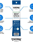 Think Jerky Original GrassFed Beef Sticks 05 Ounce Sticks Pack of 20 Sticks  Sugar Free Gluten Free Non GMO No Nitrates Keto Friendly Paleo High Protein Low Carb