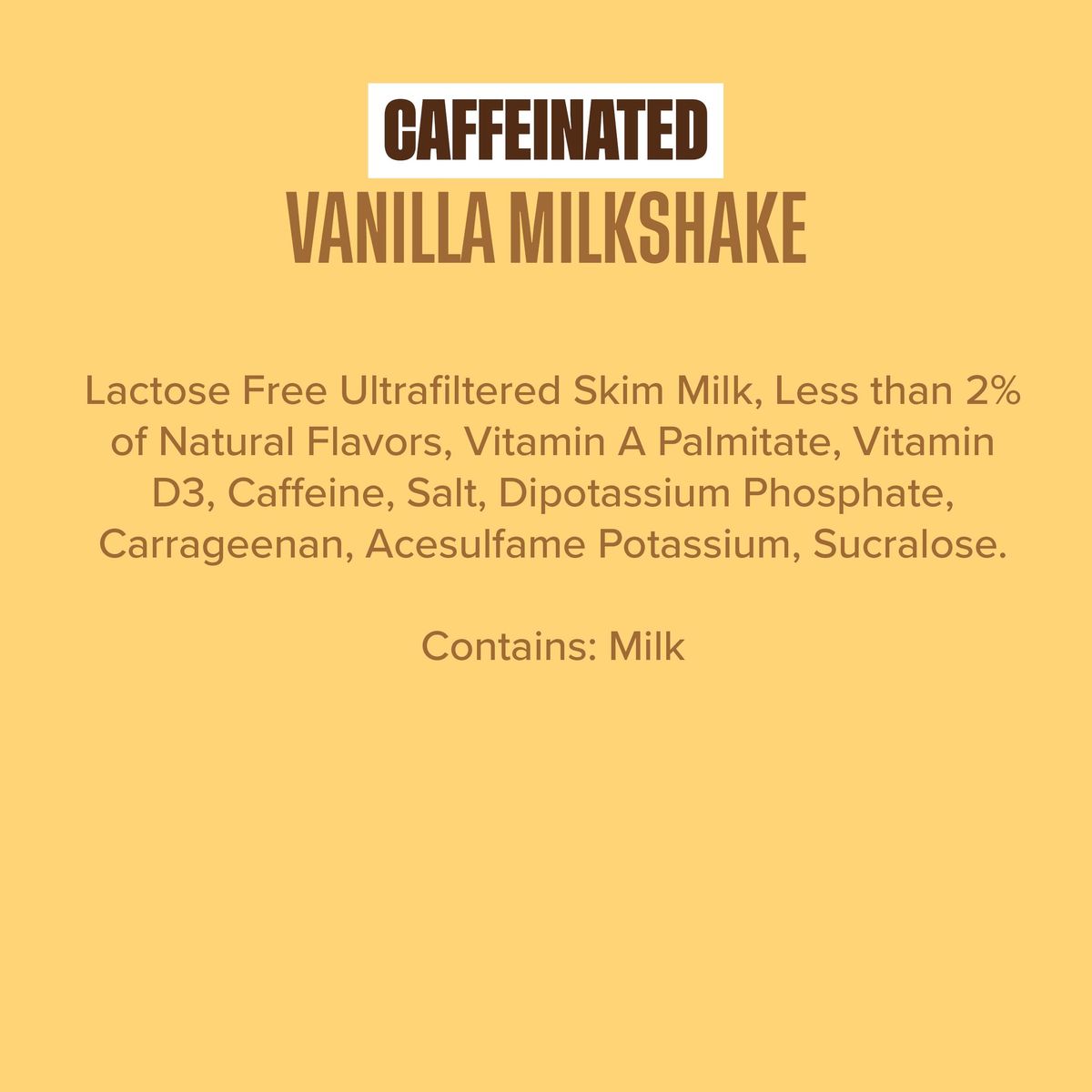 Spylt Caffeinated Vanilla Milkshake  20g Protein 60mg Caffeine Sugar Free Lactose Free Milk Protein Drink  12 Count 11 Fl Oz