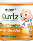 CoComelon Sprout Organic Baby Food, Toddler Snacks, White Cheddar Plant Power Curlz, 1.48 Ounce(Pack of 6)