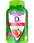 vitafusion Extra Strength Vitamin D3 Gummy, Strawberry Flavored Bone and Immune System Support (1) 120 Count