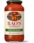 Raos Homemade Tomato Basil Sauce 24 oz All Purpose Keto Friendly Pasta Sauce Premium Quality Tomatoes from Italy and Basil