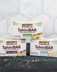 Mighty Sesame TahiniBars Variety Pack 18 Bars  6 Pistachio  6 Vanilla  6 Cocoa Nibs  100 Calorie Mini Halva Bars  Individually Wrapped