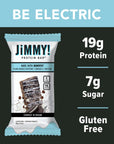 JiMMY Protein Bar Cookies and Cream Wake and Focus 12 Count  Energy Bar with Caffeine Omega 3 and MCT Oils Low Sugar High Protein