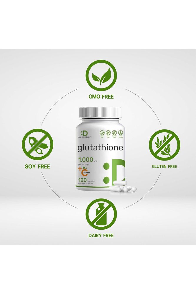 Glutathione Supplement 1,000mg Per Serving - Plus Vitamin C 500mg - 120 Capsules