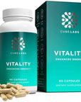 Cube Labs Vitality Enhanced Energy Supplement-Brain Booster Supplement for Focus, Memory, Clarity & Energy Made with Guarana, Maca, Cordyceps, Siberian ginseng & Panax ginseng,Made in USA(60 Capsules)