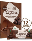 NuGo Organic Double Dark Chocolate with Sea Salt 10 Protein Bar Vegan Gluten Free NonGMO Kosher Pareve 12 Count