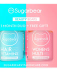 SugarBear Vitamins (Beauty Bears) Vegan Hair Gummy with Biotin, Vitamin D, Folic Acid + Women's Multivitamins for Skin & Nails + Gift