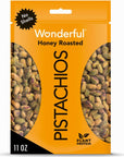 Wonderful Pistachios No Shells, Honey Roasted, 11 Ounce Bag, Protein Snack, Gluten Free, On-the Go Snack