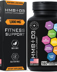 Bioactive Labs Advanced HMB and Vitamin D3 Supplement, 1,000mg Formula - Lean Muscle Support and Muscle Preservation - Beta-Hydroxy Beta-Methylbutyrate 180 Capsules