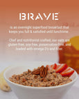 BRAVE Overnight Oats  Organic Instant Breakfast Oatmeal with Peanut Butter Banana Hemp  Chia Seeds  High Protein Fiber No Added Sugar Gluten Free Peanut Butter Banana 37oz x 5 Pack