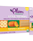 Plum Organics | Little Teethers | Organic Toddler & Kids Snacks | Banana & Pumpkin | 3 Ounce Teething Wafers with 6 Count(Pack of 6)