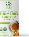 OS Organic Side  2Pack Organic Turmeric Ginger and Green Tea  40 tea bags 2 boxes each with 20 tea bags  USDA