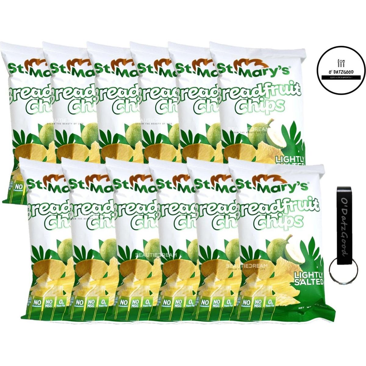 Breadfruit Chips by St. Marys Pack of 12 Sealed with ODatzGood and Keychain Bottle Opener (Pack of 12)