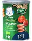 Gerber Organic Nutripuffs Tomato & Carrot - 35G Can