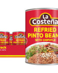 La Costeña Refried Beans with Chipotle  Rich Creamy Refried Pinto Beans with the Subtle Smokiness of Roasted Chipotle Peppers  205 Ounce Can Pack of 12