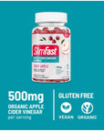 SlimFast Apple Cider Vinegar Gummies, Dietary Supplement with 500mg Organic Apple Cider Vinegar per Serving, Crisp Apple Flavor, 45 Servings (Packaging May Vary)