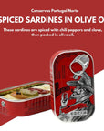 Spiced Sardines in hot olive Oil 3 tins x 125 g Porthos  Portugal