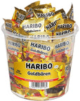 Haribo Gold Bears Gummi Candy - Haribo Gummy Bears Individually Wrapped for Holidays Stocking, Pineapple, Strawberry, Lemon, Orange, and Raspberry Flavors, 100 Mini Bags