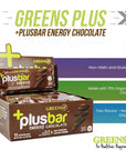 Greens Plusbar Energy Bars Chocolate Gluten Free Healthy Snacks with Organic Super Greens Superfoods  Dark Chocolate Vegan Dairy Free  Non GMO 8g Protein Meal Replacement Bars 12 Bars