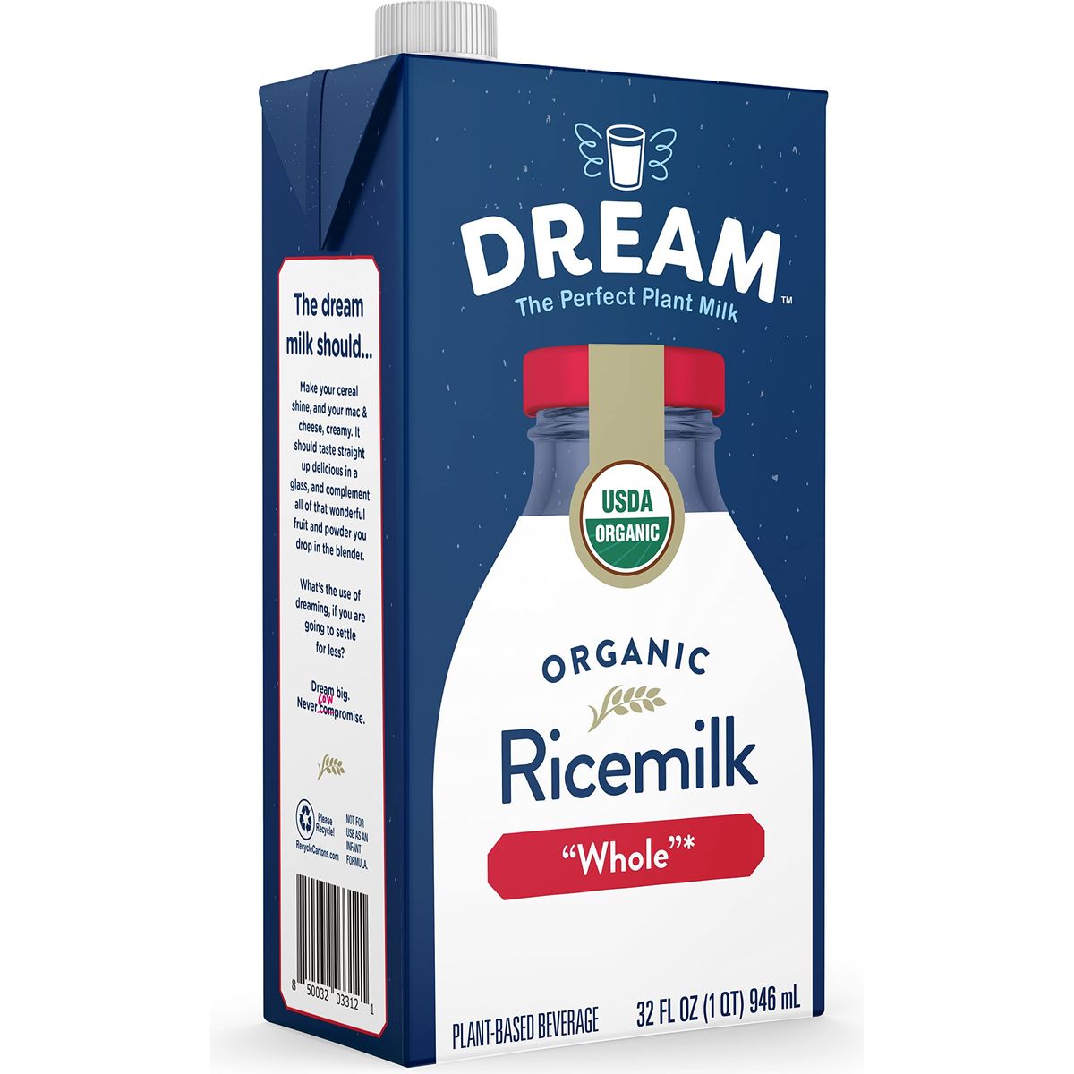 Dream Organic Whole Rice Milk Dairy Free 32 Fluid Ounces Pack Of 12