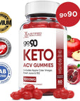 Justified Laboratories (5 Pack) Go 90 Keto ACV Gummies 1000MG with Pomegranate Juice Beet Root B12 300 Gummys