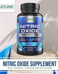 Nitric Oxide Supplement L Arginine Extra Strength - Citrulline Malate, AAKG, Beta Alanine - Premium Muscle Supporting Nitric Booster for Strength & Energy to Train Harder - 60 Capsules