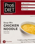 ProtiDiet High Protein Chicken Noodle Soup 15g Protein Low Calorie Low Carb Very Low Fat Sugar Free Diet Soup Mix KETO Friendly Ideal Protein Compatible 7 Count Box