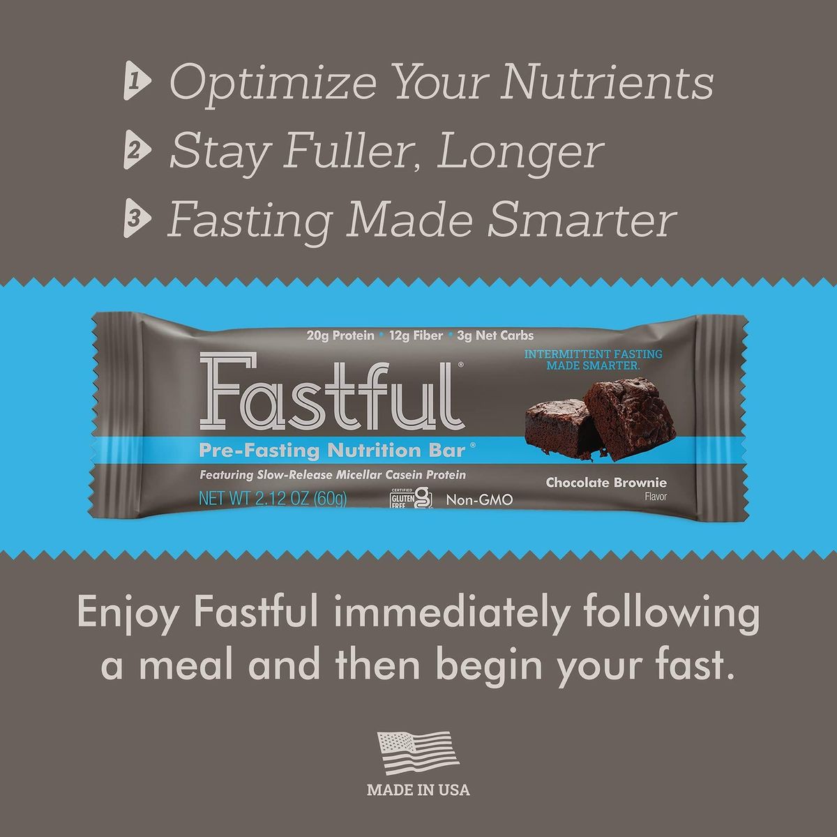 Fastful High Protein Bar for Intermittent Fasting, Pre-Fasting Nutrition - Chocolate Brownie