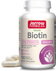 Jarrow Formulas Biotin 5000 mcg - 100 Veggie Capsules - Supplement Supports Skin & Hair Growth, Lipid Metabolism & Energy Production (ATP) - 100 Servings (Packaging May Vary)