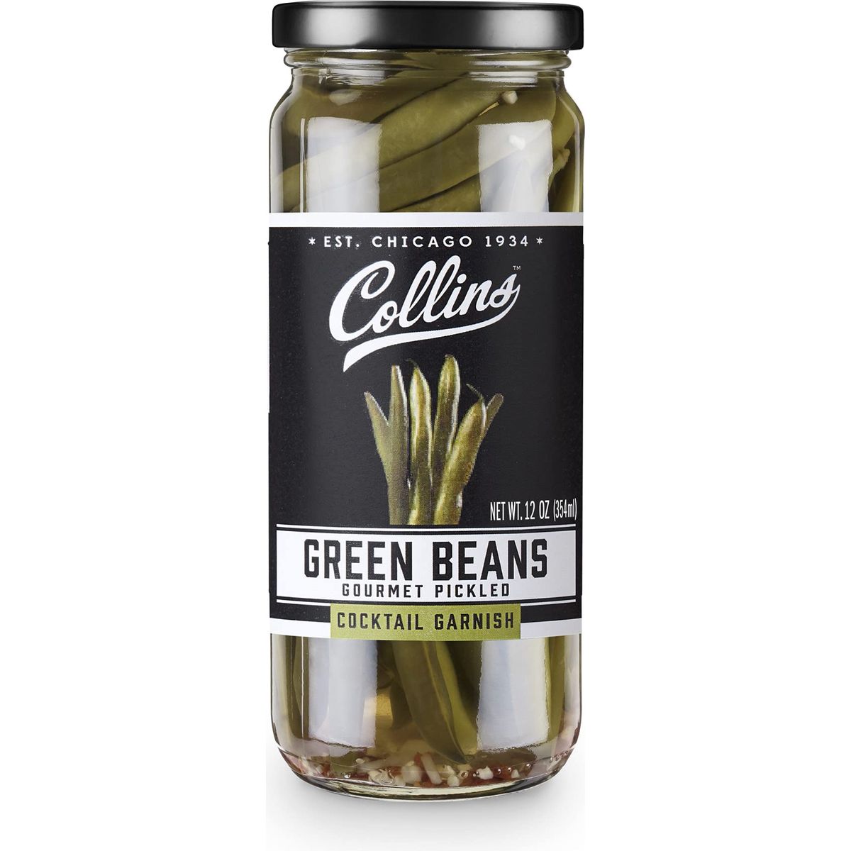 Collins Gourmet Pickled Green Beans for Cocktails  Premium Condiment Garnish for Cocktails Bloody Mary Condiments or Salads 12oz