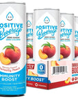 Positive Beverage IMMUNITY BOOST Perfectly Peach  12-oz Can, Pack of 12