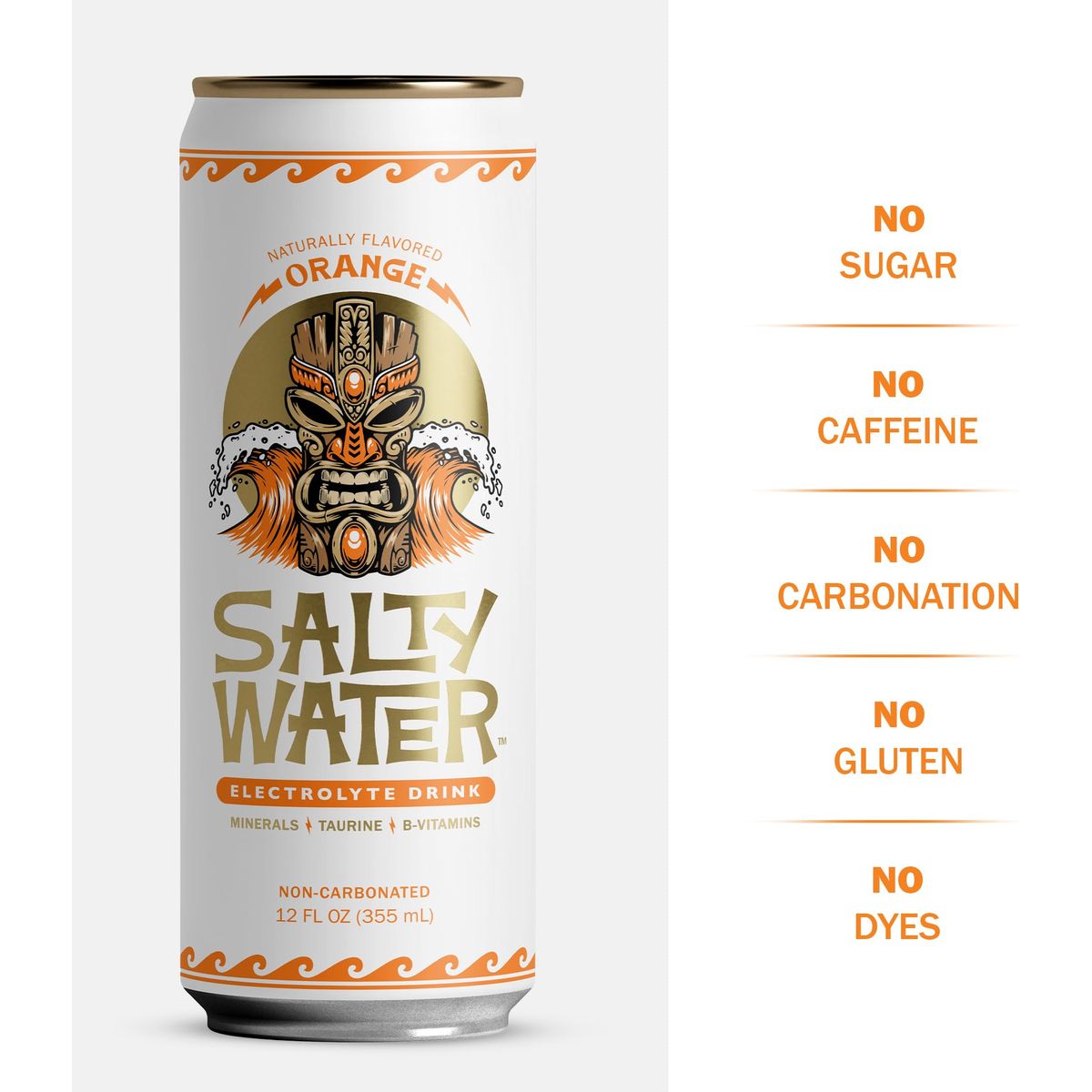 SaltyWater Electrolyte Drink Orange  Zero Sugar Premium Sports Drink Minerals Taurine BVitamins Zinc NonCarbonated Zero Caffeine Hydration Drink  12 Pack 12 oz