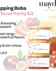 Mayde Bursting Popping Boba Pearls Strawberry Mango Passion Fruit  3 Flavor Party Kit 490 gms 3 pack