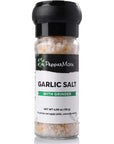 PepperMate Garlic Salt Seasoning With Grinder- Blend In Glass Grinder Container For Freshness- Gourmet Garlic Salt Spices For BBQ, Cooking, Grilling, Baking