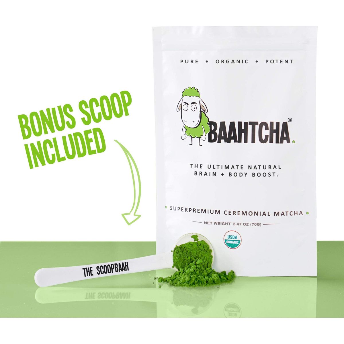 Baahtcha  USDA Organic Matcha Green Tea Powder  Premium Ceremonial Grade  Value Size Lowest Price  Natural Caffeine Energy Drink Mix Antioxidant  70g